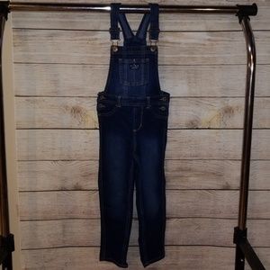 Dark denim overalls